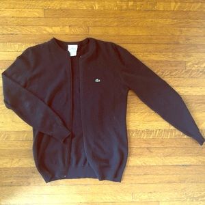 Lacoste Black Wool Zip up Sweater